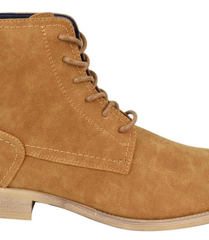 Mens Camel Matt Suede Lace Up Ankle Boots