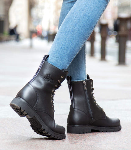 Panama Jack Women's Frisia B1 Black Waterproof Leather Combat Boots