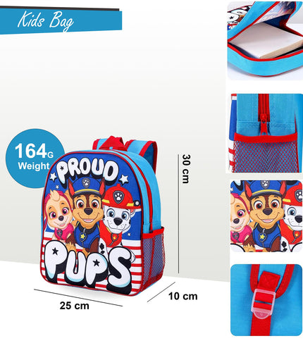 Paw Patrol Backpack Proud Pups Adjustable Shoulder Strap Schoolbag