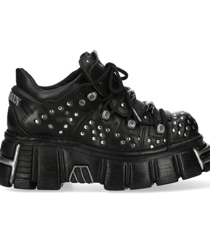 New Rock M-120Nr-C1 Black Leather Gothic Platform Ankle Boots