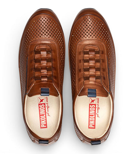 Pikolinos Men's Brown Leather Elastic Slip-on Sneaker Trainers Shoes - Liverpool