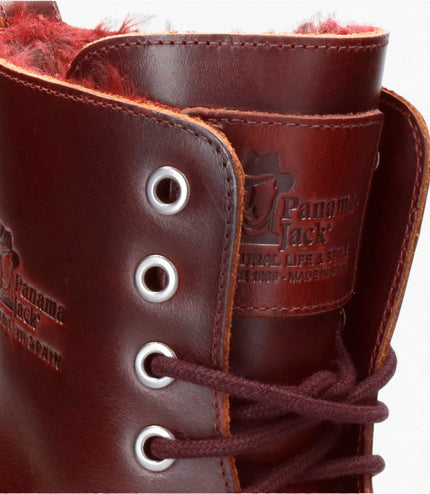Panama Jack Women's Burgundy Leather Waterproof Warm Lace-Up Boots - Padma B25