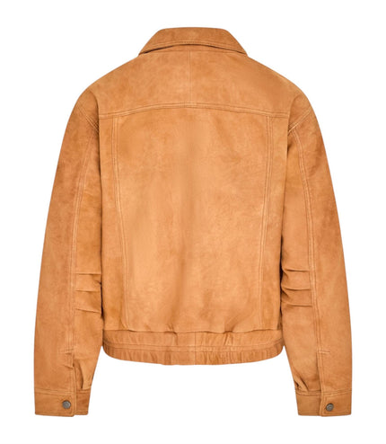 Womens Tan Leather Biker Bomber Oversized Jacket - Blouson