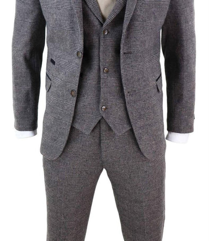 Men's 3 Piece Brown Herringbone Tweed Suit