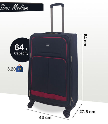 Andover Medium Soft Shell Suitcase in Black