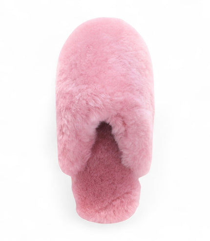 Women's Sheepskin Slippers Pink Warm Winter Fur Mule - Aurora