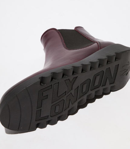 Fly London Womens Red Salv Chelsea Leather Ankle Casual Wedge Heel Boots