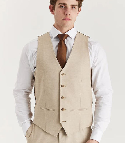 Men's Beige Lightweight Summer Wedding Party Waistcoat