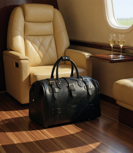 Genuine Leather Black Duffle Holdall Vintage Travel Gym Bag - Windsor