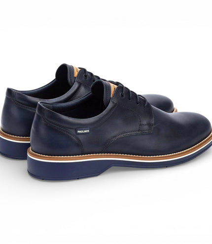Pikolinos Men's Blue Leather Lace-Up Derby Comfort Shoes - Claret