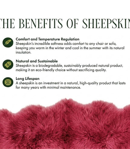 Genuine Red Rose Sheepskin Natural Silky Soft Fluffy Real Wool Rug