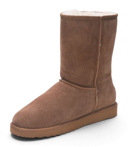 Men's Genuine Sheepskin Chestnut Suede Winter Ankle Boots - Denver