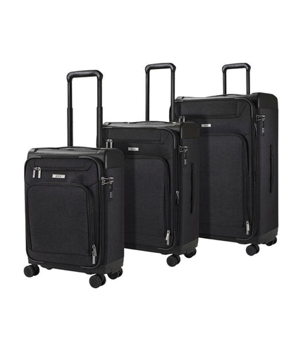 Amesbury Set of 3 Soft Shell Suitcase in Black