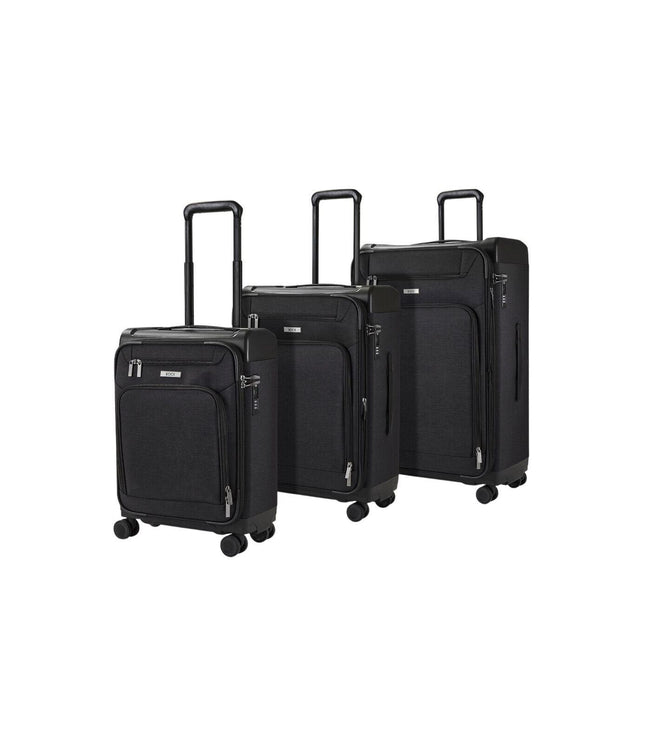 Amesbury Set of 3 Soft Shell Suitcase in Black