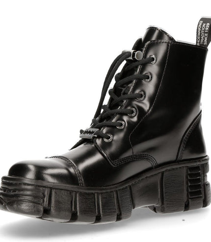 New Rock Leather Gothic Biker Ankle Boots- M-WALL005N-C6