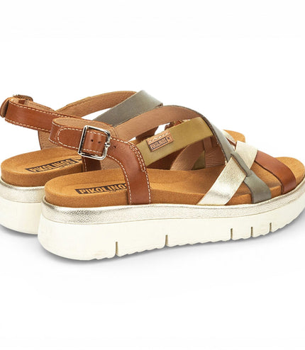 Pikolinos Women's Brown Leather Extra-Light Summer Wedge Sandals - Palma