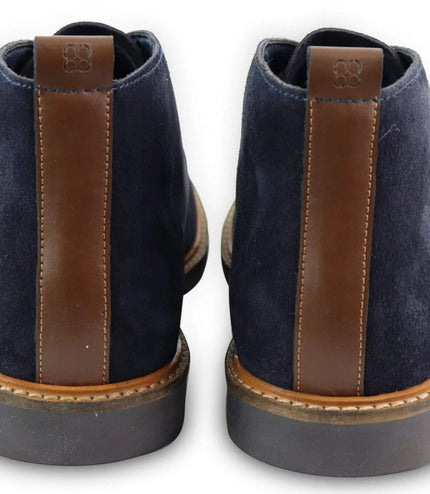 Mens Navy Suede Lace Up Chukka Boots
