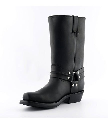 Grinders Unisex Black Western High Leather Boots - Renegade Hi