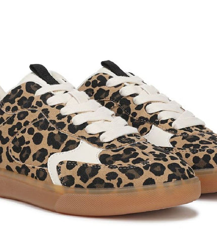 Blowfish Malibu Womens Leopard Brown Lace-Up Sneakers - Tastic