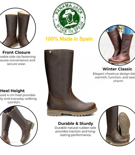 Panama Jack Women's Bambina B82 Chestnut Waterproof Leather Winter Boots