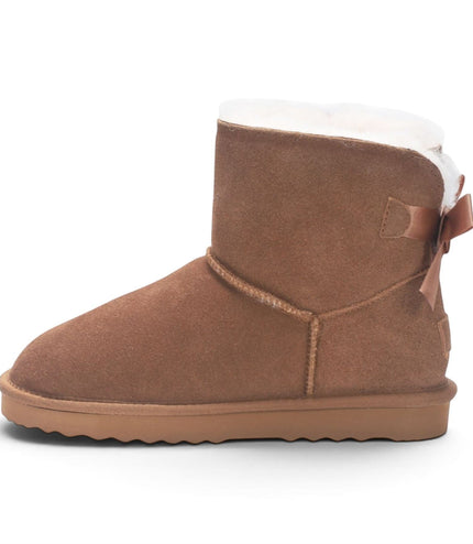 Women's Chestnut Tan Genuine Sheepskin Real Fur Winter Ankle Boots - Eclipse