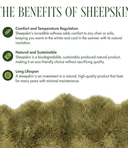 Genuine Green Sheepskin Natural Silky Soft Fluffy Real Wool Rug