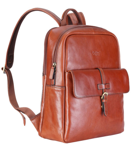 Genuine Leather Tan Vintage Laptop Backpack Travel Bag - Cove