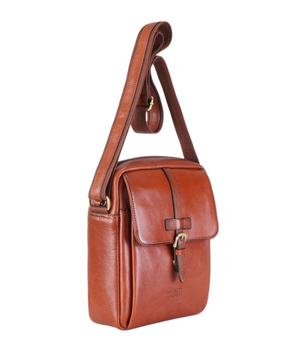 Genuine Leather Tan Vintage Crossbody Messenger Travel Bag - Ashby