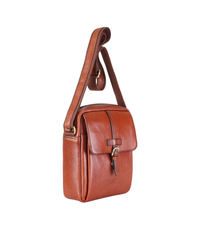 Genuine Leather Tan Vintage Crossbody Messenger Travel Bag - Ashby