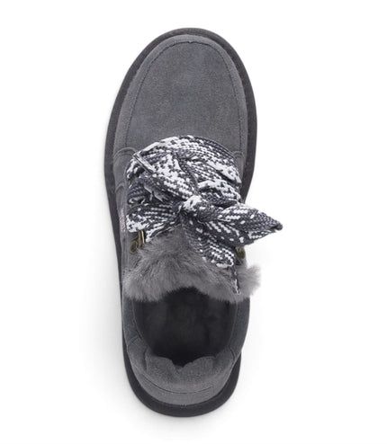 Women’s Grey Genuine Sheepskin Fur-Lined Winter Wedge Trainers - Moonstone