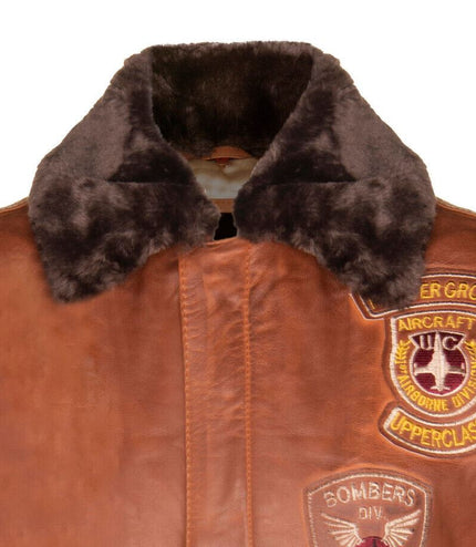 Mens Leather Air Force Bomber Jacket - Belgrade - Tan