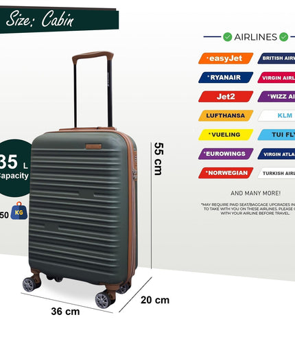 Armidale Cabin Hard Shell Suitcase in Green