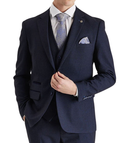 Men's Navy Suit Blazer Prince Of Wales Formal Blazer