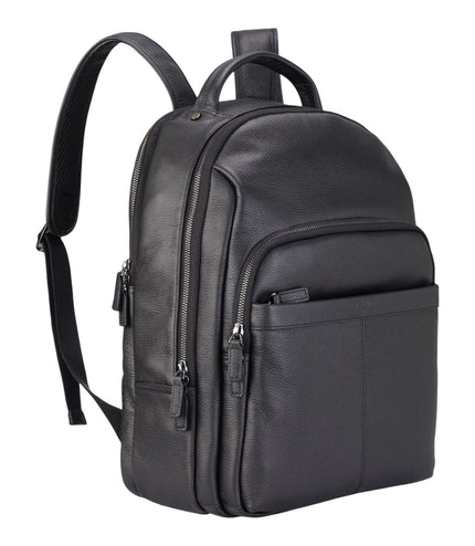 Genuine Leather Black Vintage Rucksack Laptop Bag Travel Backpack - Capri