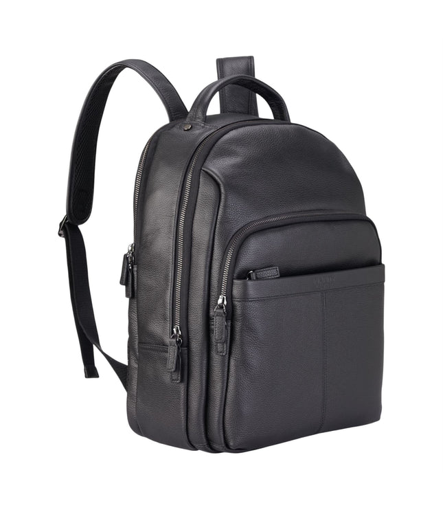 Genuine Leather Black Vintage Rucksack Laptop Bag Travel Backpack - Capri