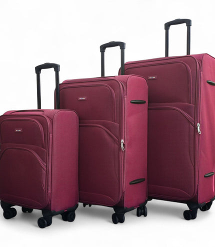 Gosford Set of 3 Soft Shell Suitcase in Burgundy Red