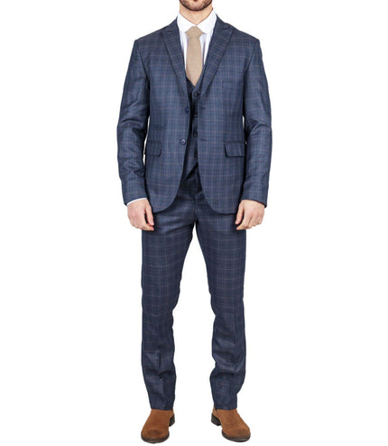 Mens IM2 Classic Plain Blue 3 Piece Suit