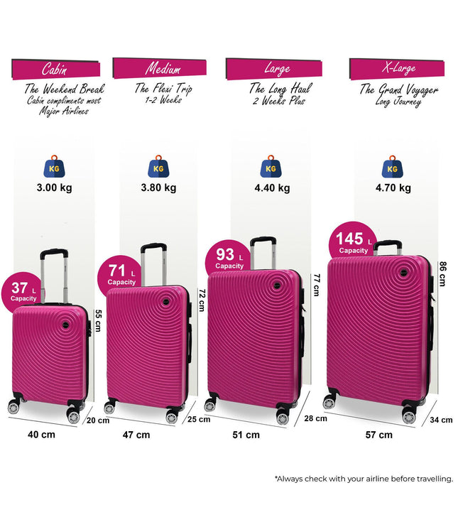 Chorley Set of 4 Hard Shell Suitcase in Fuschia