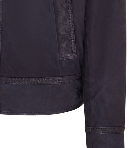 Mens Real Sheep Suede Bomber Jacket Aviator Jacket with Fur Lining - Blue