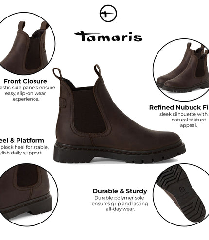 Tamaris Womens Brown Leather Classic Chelsea Ankle Boots