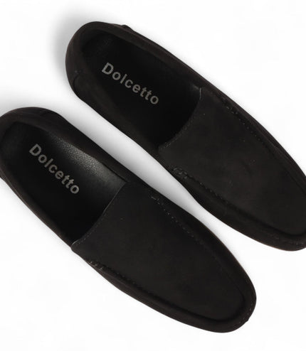 Men's Black Suede Loafers Lightweight Slip-On Casual Shoes