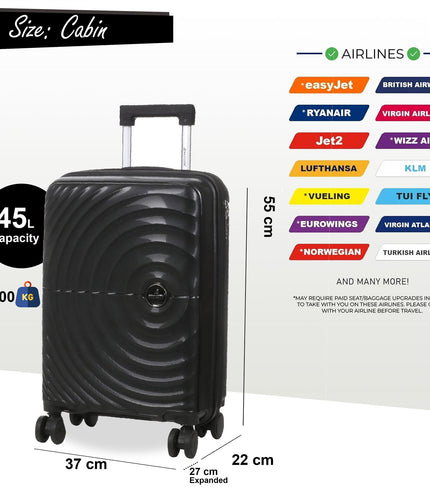 Balranald Cabin Hard Shell Suitcase in Black