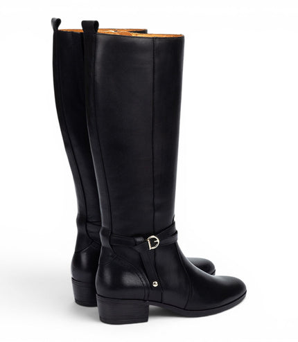Pikolinos Women's Knee High Tall Black Leather Boots - Daroca