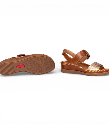 Pikolinos Women's Brown Leather Lightweight Summer Wedge Sandals - Cadaques