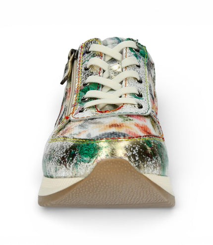 Laura Vita Women's Gycmo 58 Green Floral Leather Trainers Sneaker Shoes