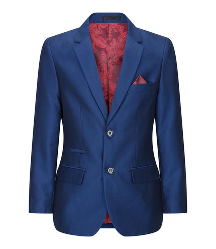 Boys 3 Piece Shiny Royal Blue Classic Suit