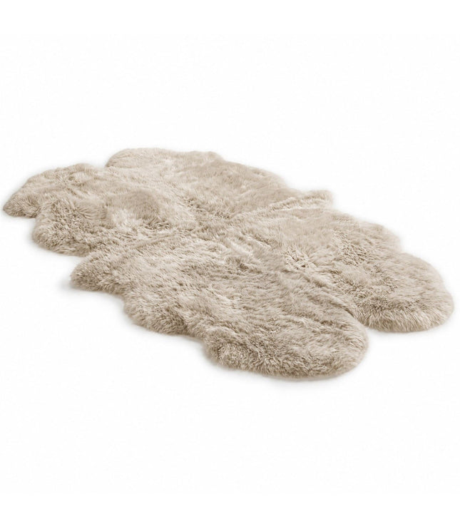 Genuine Sheepskin Cream Quad Natural Fluffy Silky Soft Real Wool Rug