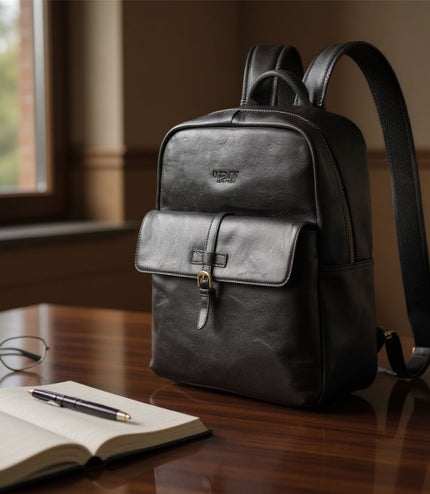 Genuine Leather Black Vintage Laptop Backpack Travel Bag - Cove