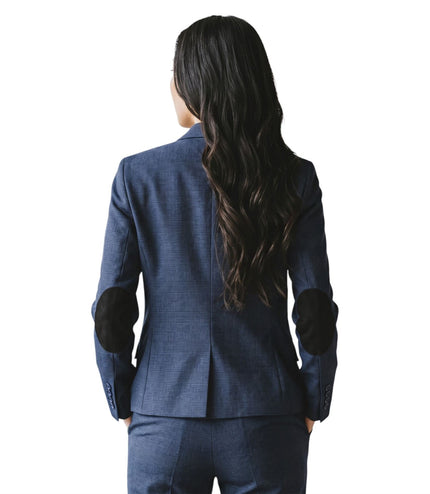Women's Navy Three Piece Check Tailored Suit - TPW-52