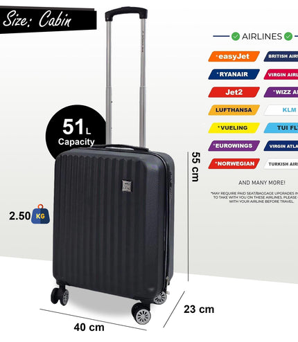 Alsager Cabin Hard Shell Suitcase in Black